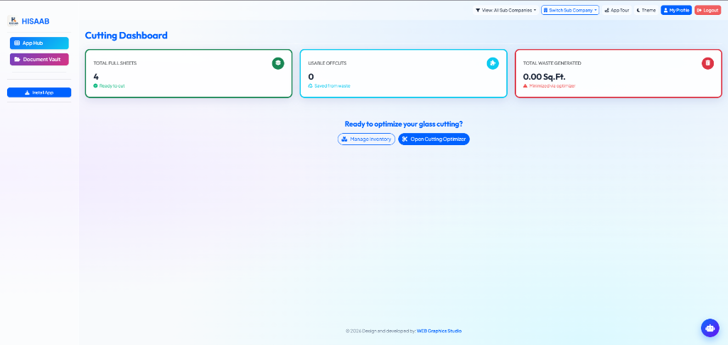 Cutting Dashboard