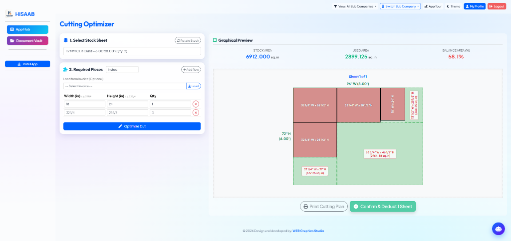 Glass Cutting Optimizer